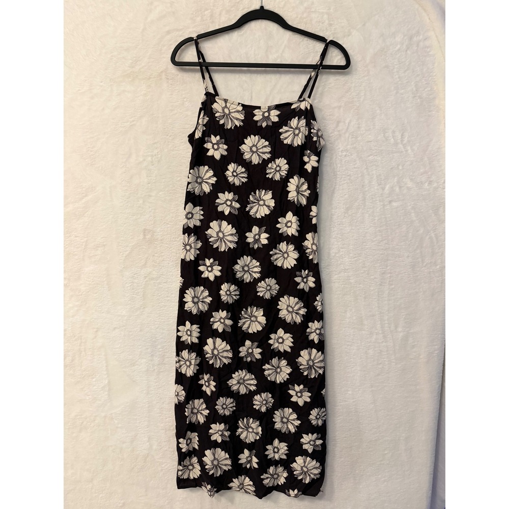 Billabong Floral Midi Dress Womens Small Black White Daisy Slip Viscose Boho